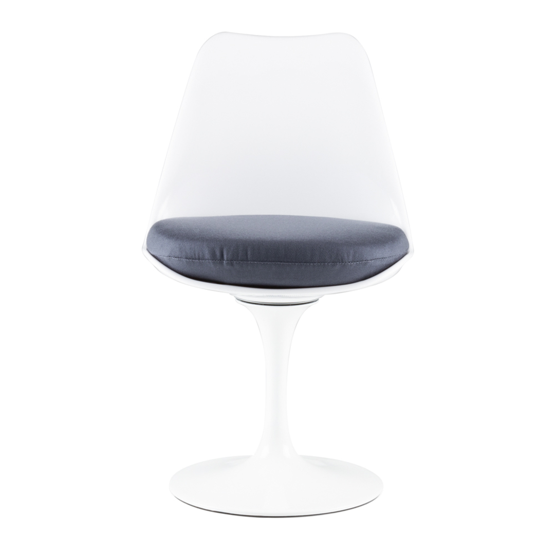 Tulip Gloss White Dining Chair Grey Fabric Seat image 1